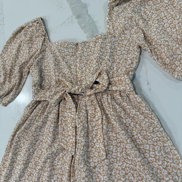 Forever 21 NWT Floral SquareNeck PuffSleeve Cottage TieBack Dress Womens Medium - Picture 8 of 10